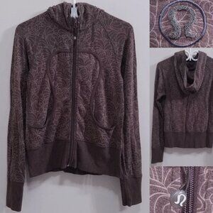 Lululemon Scuba Remix 6 Small Sweater Woman's Brown Flower Hoodie Spandex